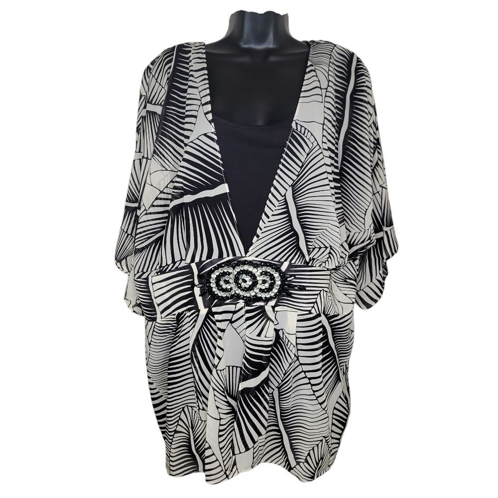 Spirited Randolph Duke Nwt vtg 90s 2 piece palm leaf print blouse top 2x